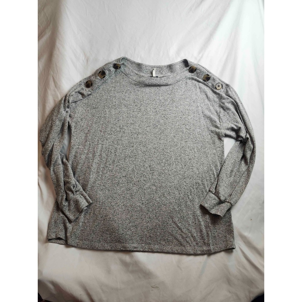 Cato‎ Sweater Womens L Gray Heather Lightweight Slouchy Quiet Luxury Cozycore